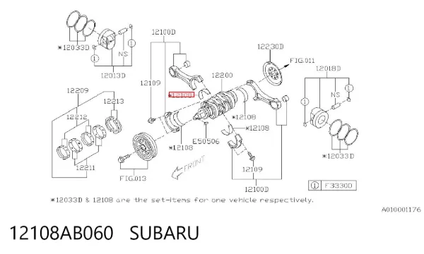 Вкладиші шатунні 12108AB060 Subaru