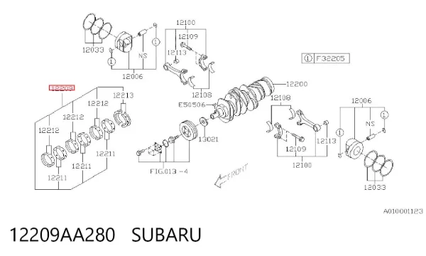 Вкладиші колінвала, корінні, комплект, стандарт (STD) 12209AA280 Subaru
