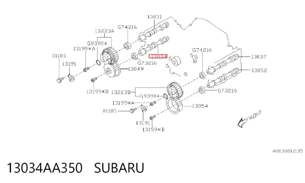 Розподільний вал двигуна випускний правий 13034AA350 Subaru