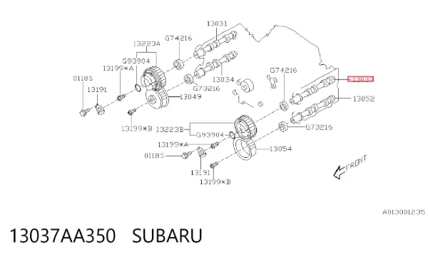 Розподільний вал двигуна впускний лівий 13037AA350 Subaru