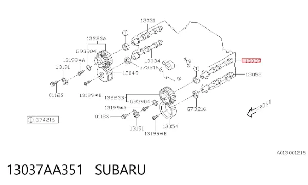 Розподільний вал двигуна впускний лівий 13037AA351 Subaru