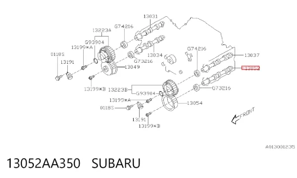 Розподільний вал двигуна випускний лівий 13052AA350 Subaru