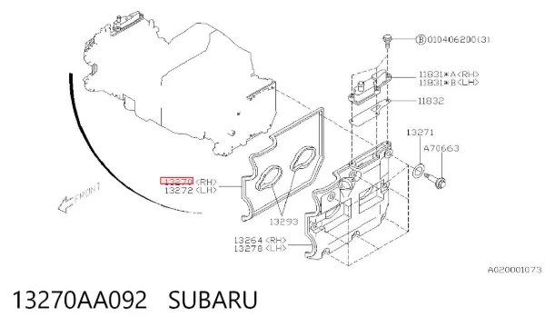 Прокладка клапанної кришки двигуна, комплект 13270AA092 Subaru
