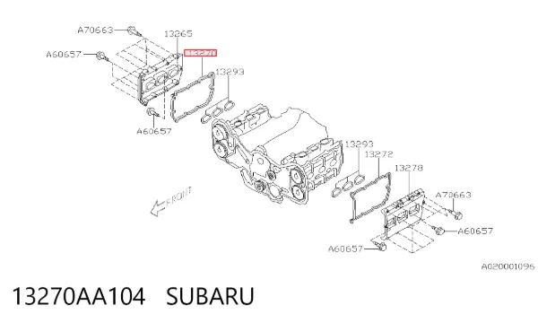 Прокладка клапанної кришки двигуна, комплект 13270AA104 Subaru