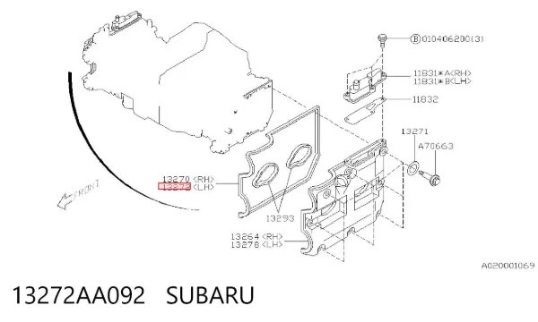 Прокладка клапанної кришки, ліва 13272AA092 Subaru