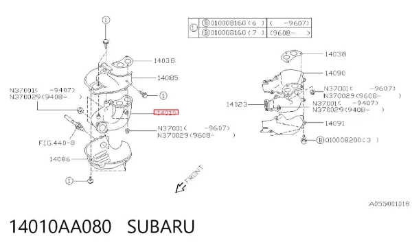 Колектор випускний, правий 14010AA080 Subaru