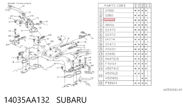Прокладка впускного колектора 14035AA132 Subaru