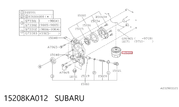 Масляний фільтр 15208KA012 Subaru