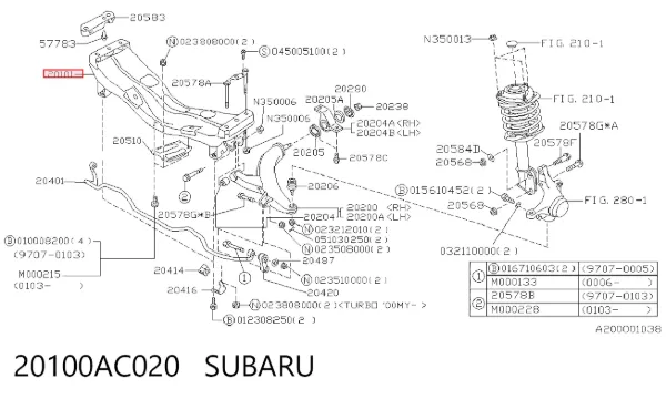 Підрамник передній 20100AC020 Subaru