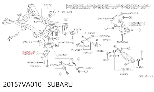 Кронштейн задньої балки 20157VA010 Subaru