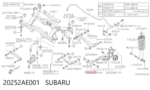 Цапфа - поворотний кулак задній, правий 20252AE001 Subaru