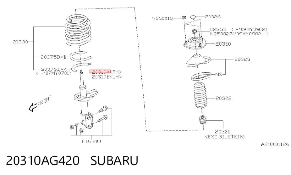 Амортизатор передній, правий 20310AG420 Subaru