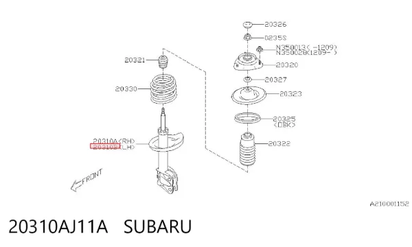 Амортизатора передній лівий 20310AJ11A Subaru