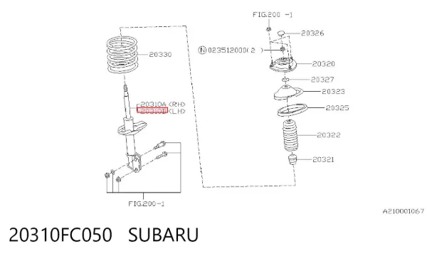 Амортизатора передній лівий 20310FC050 Subaru