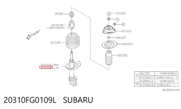 Амортизатора передній лівий 20310FG0109L Subaru