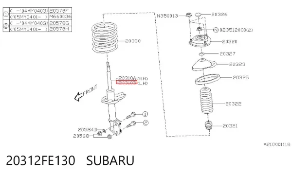 Амортизатора передній лівий 20312FE130 Subaru