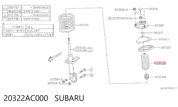 Буфер-відбійник амортизатора переднього + пильовик 20322AC000 Subaru