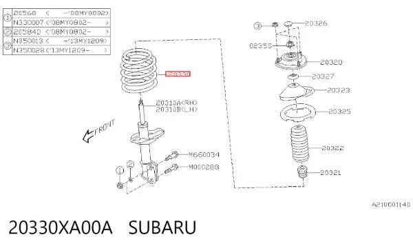 Пружина передня Subaru Tribeca B9