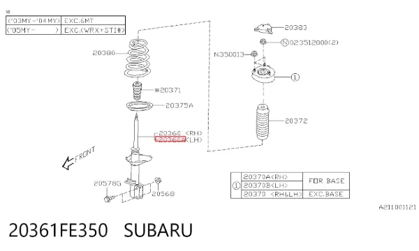 Амортизатор задній, лівий 20361FE350 Subaru