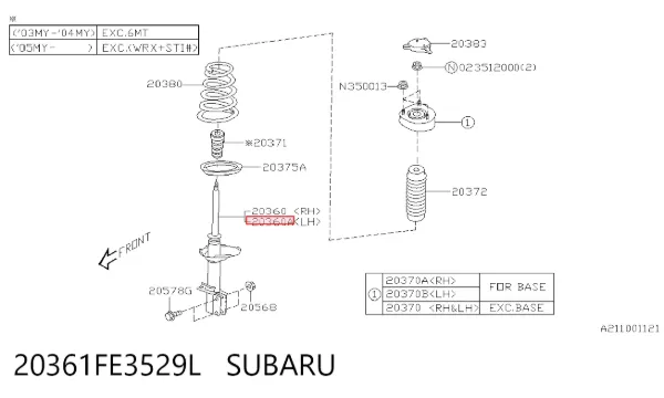 Амортизатор задній, лівий 20361FE3529L Subaru