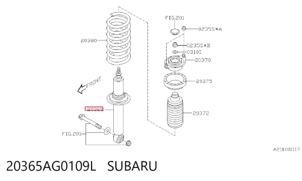 Амортизатор задній 20365AG0109L Subaru