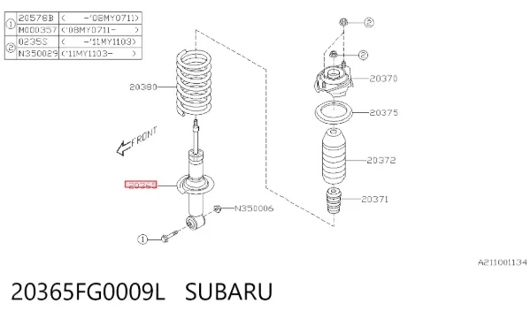 Амортизатор задній 20365FG0009L Subaru