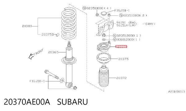 Опора амортизатора заднього 20370AE00A Subaru