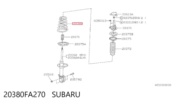 Задні пружини 20380FA270 Subaru