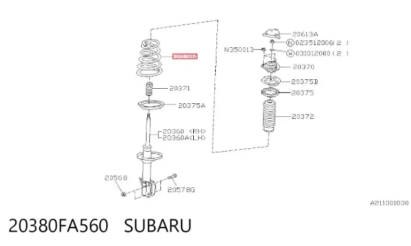 Задні пружини 20380FA560 Subaru