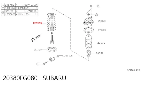 Задні пружини 20380FG080 Subaru