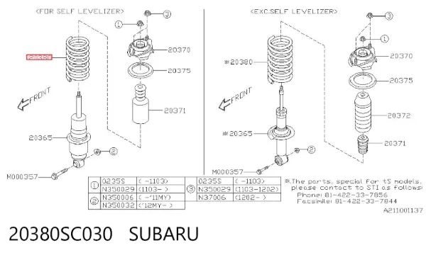 Задні пружини 20380SC030 Subaru