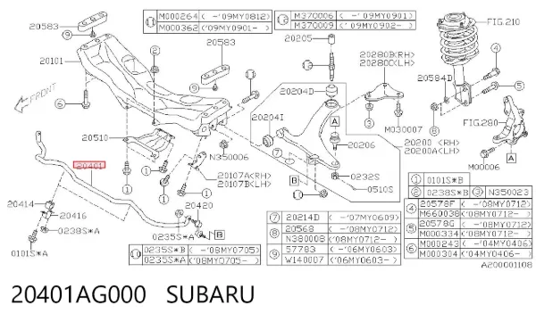 Передній стабілізатор 20401AG000 Subaru