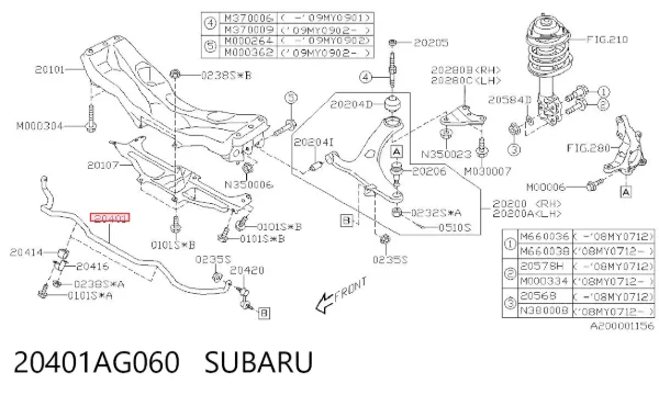 Передній стабілізатор 20401AG060 Subaru