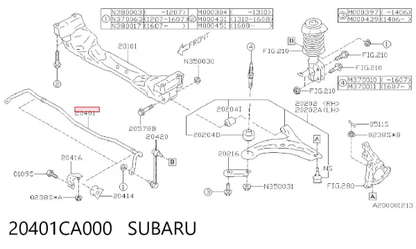 Передній стабілізатор 20401CA000 Subaru