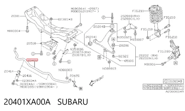 Передній стабілізатор Subaru Tribeca B9