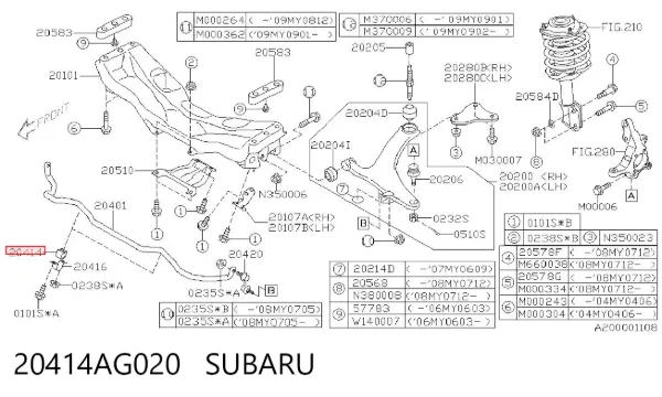 Втулка переднього стабілізатора 20414AG020 Subaru