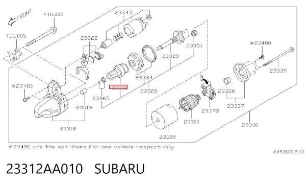 Бендикс стартера 23312AA010 Subaru