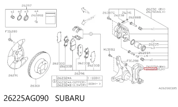 Скоба супорту переднього 26225AG090 Subaru
