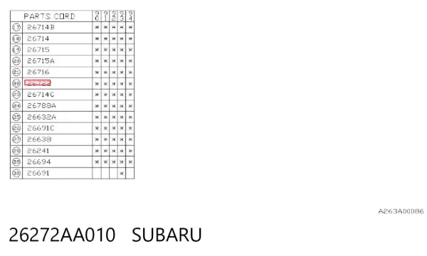  26272AA010 Subaru