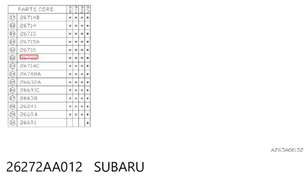  26272AA012 Subaru