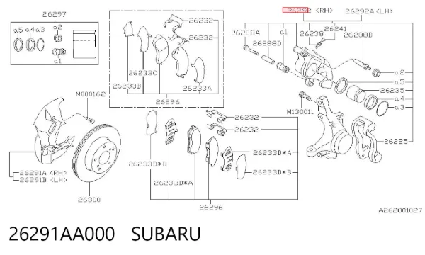 Супорт гальмівний передній правий 26291AA000 Subaru