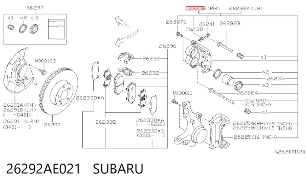 Супорт гальмівний передній правий 26292AE021 Subaru