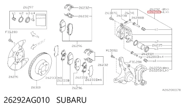Супорт гальмівний передній лівий 26292AG010 Subaru
