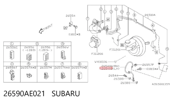 Шланг гальмівний передній, лівий 26590AE021 Subaru