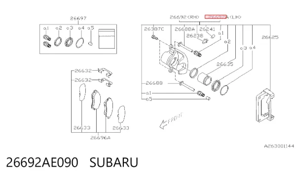 Супорт задній лівий 26692AE090 Subaru