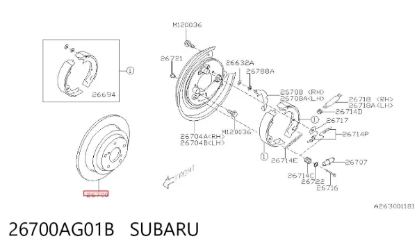 Гальмівні диски 26700AG01B Subaru