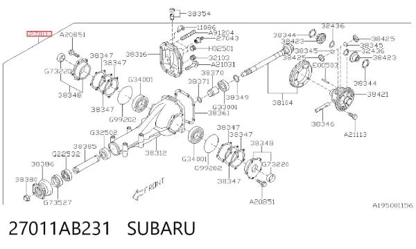 Задній редуктор 27011AB231 Subaru
