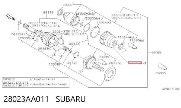 Пильник ШРУСа внутрішній 28023AA011 Subaru