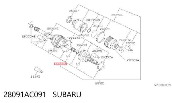 ШРУС зовнішній передній 28091AC091 Subaru