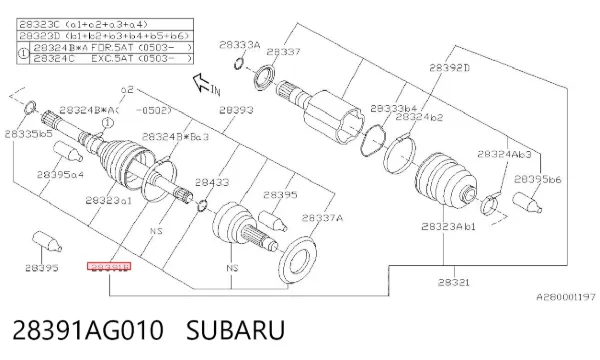 ШРУС зовнішній передній 28391AG010 Subaru